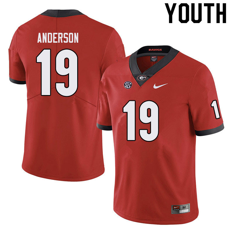 Georgia Bulldogs Youth Adam Anderson #19 Black Stitched College UGA Football Jersey 23HU013NV